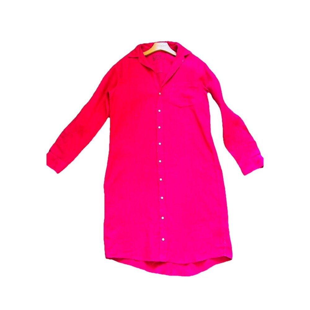 Frank & Eileen Top Shirt Small Adult Pink Mary Button Up Shirtdress Pocket Women - Picture 10 of 16